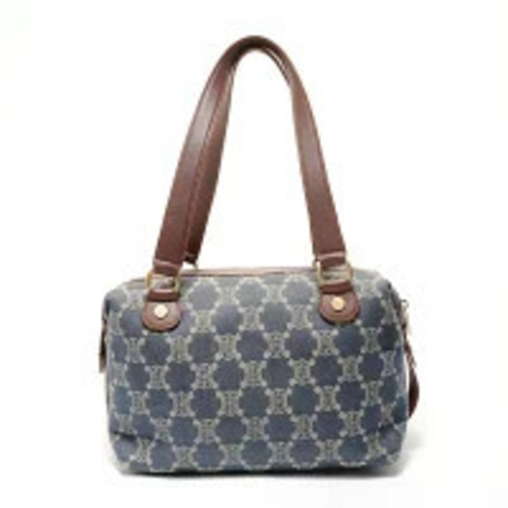 Celine Macadam Denim Shoulder Bag Navy Blue